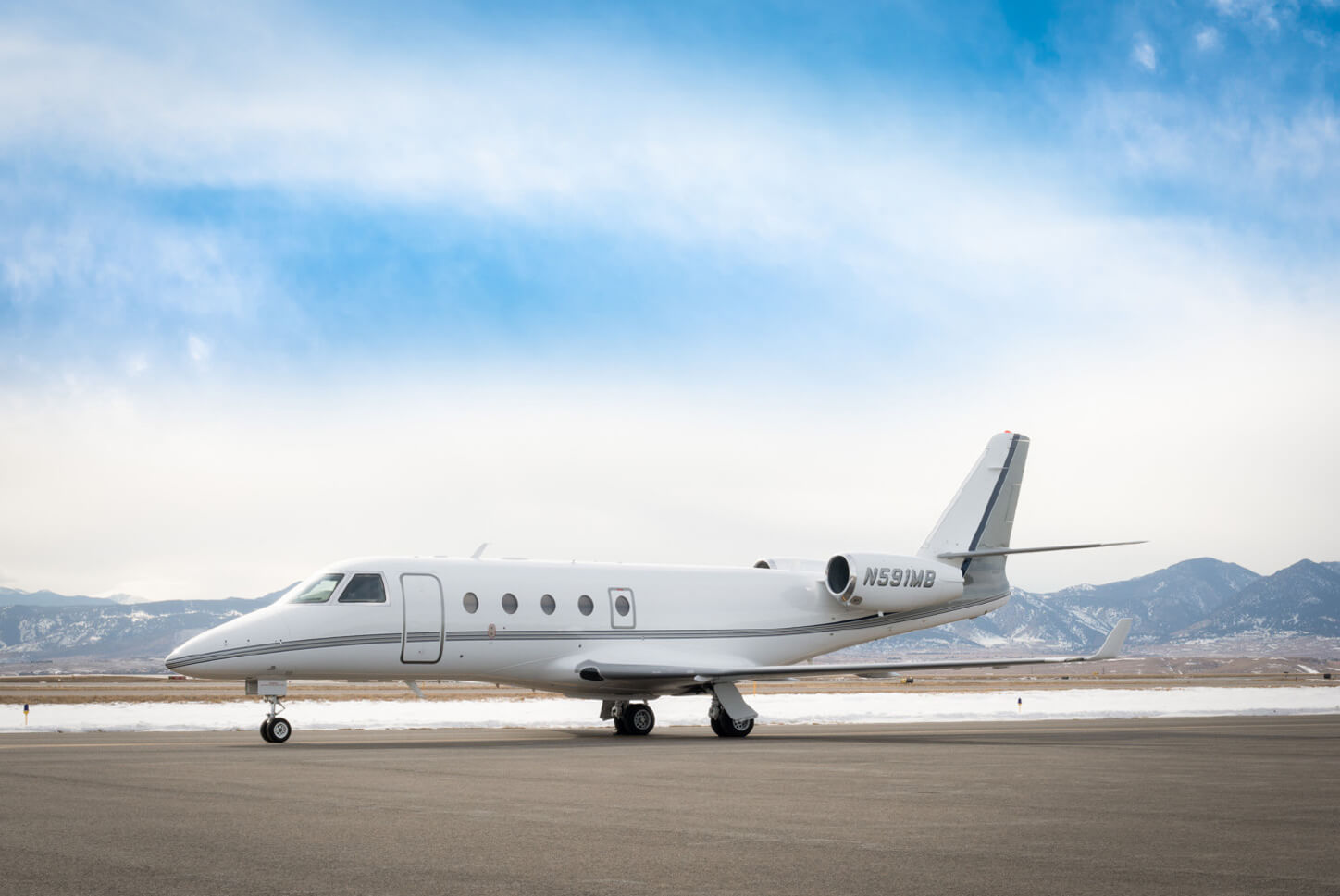 Citation Encore SN 0646 Jet in White on Runway From Side