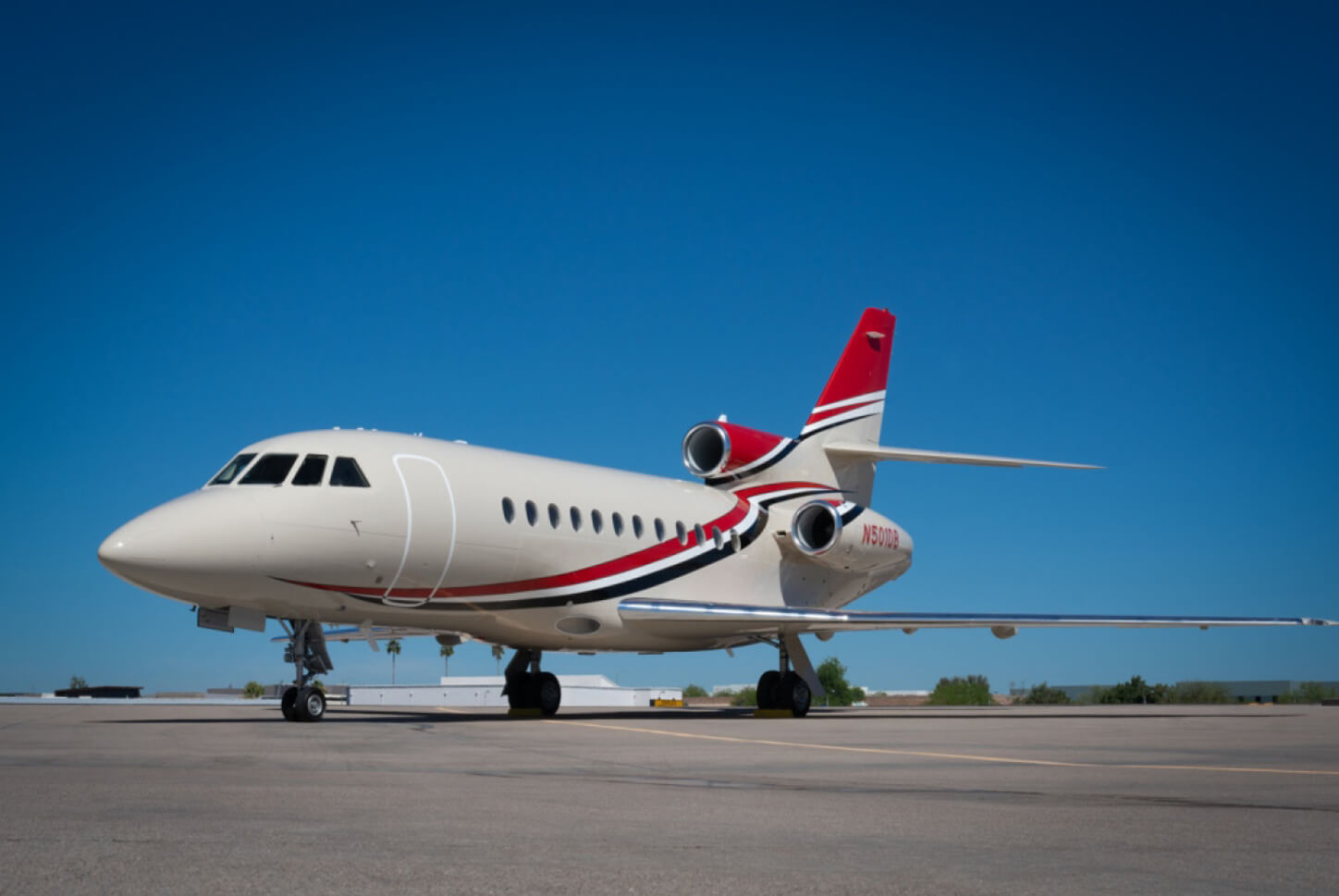 Falcon 900C SN 196 Model in White With Red Lines