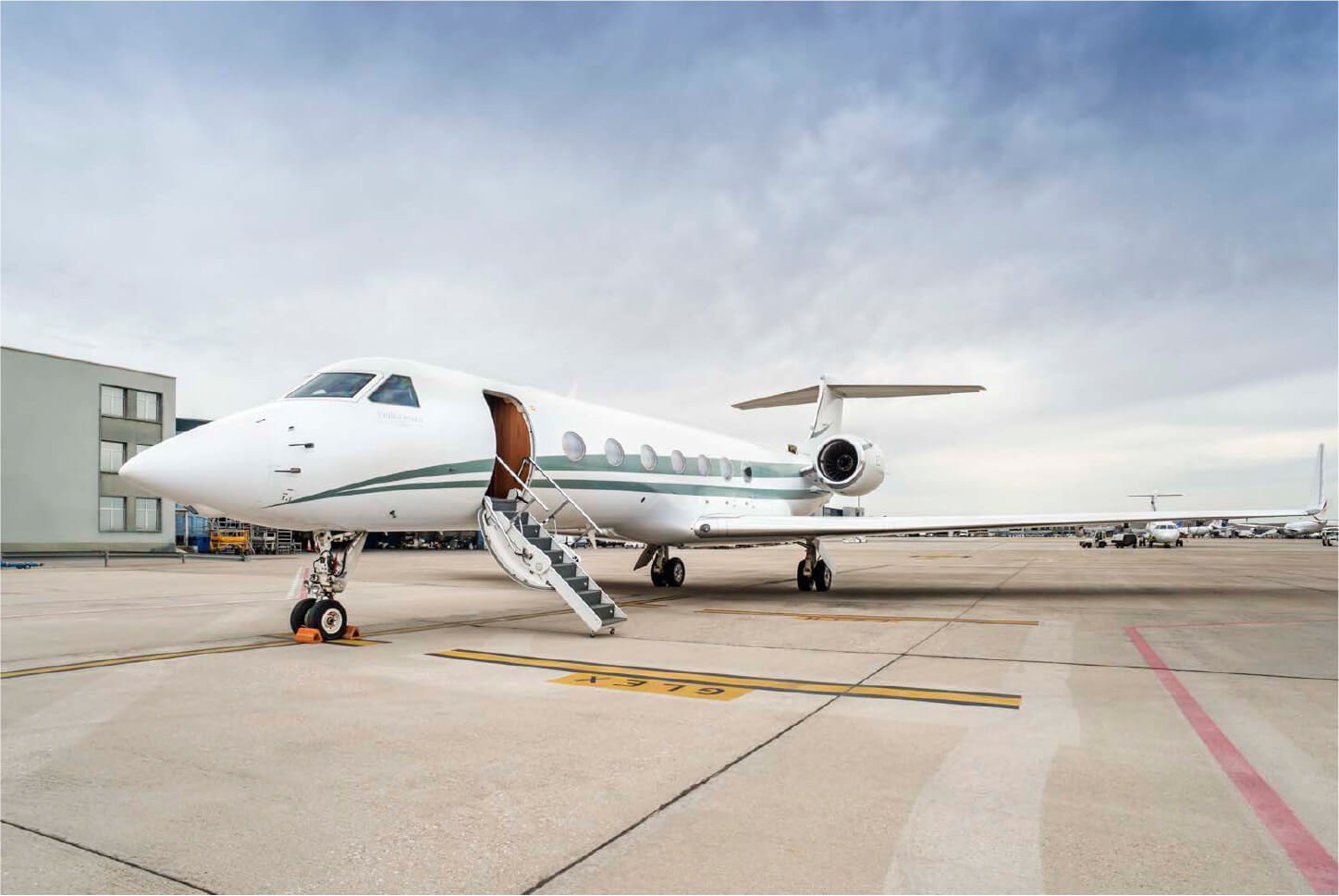 A Gulfstream G550 Model White Color Jet With Airstair