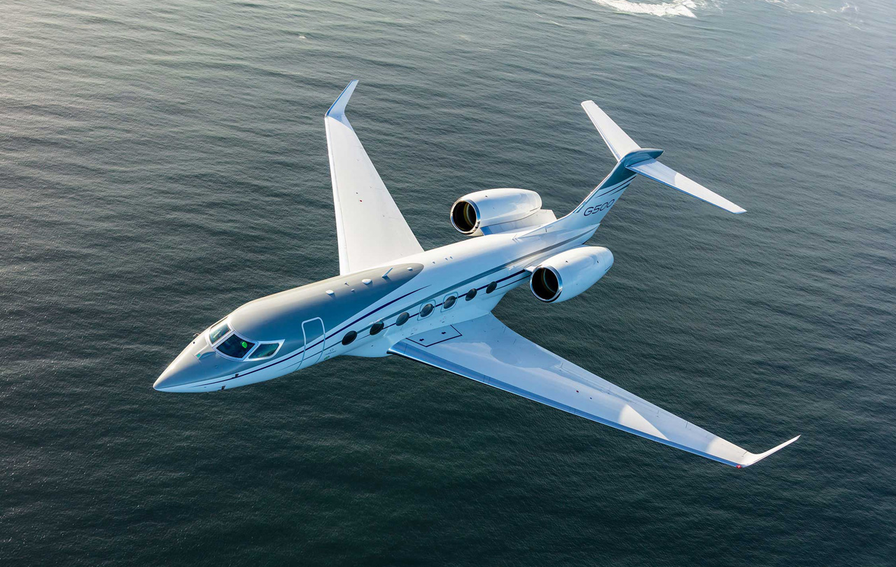 Gulfstream G500 New Jet in Air Over Water